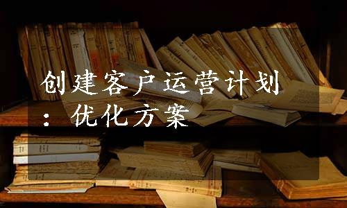 创建客户运营计划：优化方案