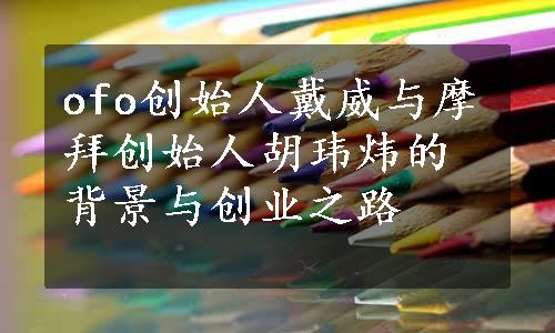 ofo创始人戴威与摩拜创始人胡玮炜的背景与创业之路