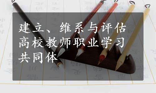 建立、维系与评估高校教师职业学习共同体