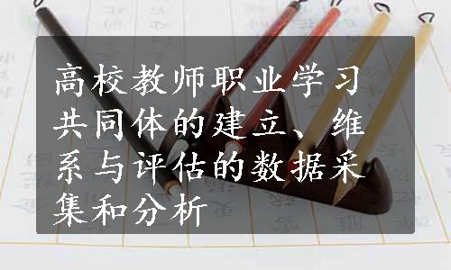 高校教师职业学习共同体的建立、维系与评估的数据采集和分析