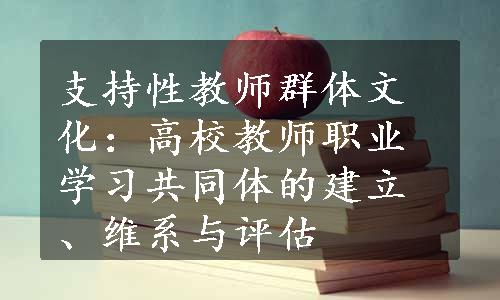 支持性教师群体文化：高校教师职业学习共同体的建立、维系与评估