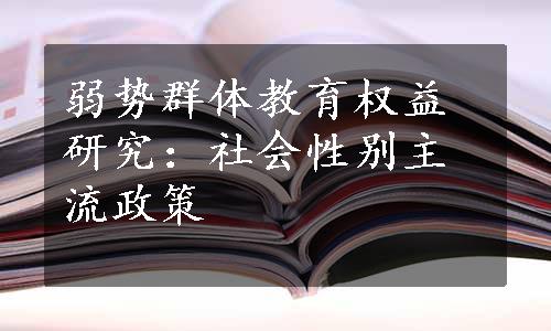 弱势群体教育权益研究：社会性别主流政策