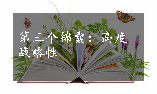 第三个锦囊：高度战略性