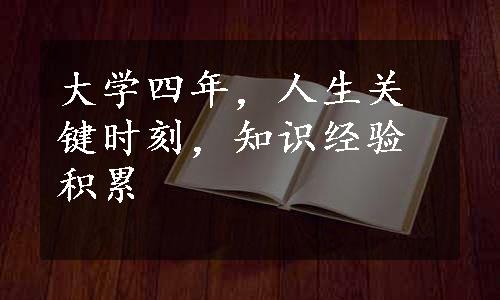 大学四年，人生关键时刻，知识经验积累