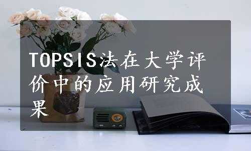 TOPSIS法在大学评价中的应用研究成果