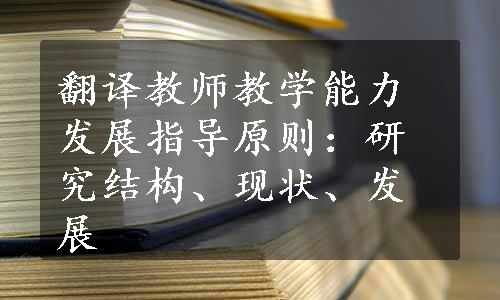 翻译教师教学能力发展指导原则：研究结构、现状、发展