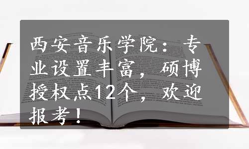 西安音乐学院：专业设置丰富，硕博授权点12个，欢迎报考！