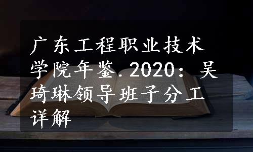 广东工程职业技术学院年鉴.2020：吴琦琳领导班子分工详解