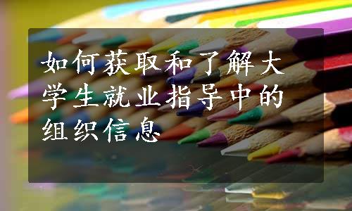 如何获取和了解大学生就业指导中的组织信息