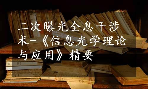 二次曝光全息干涉术-《信息光学理论与应用》精要