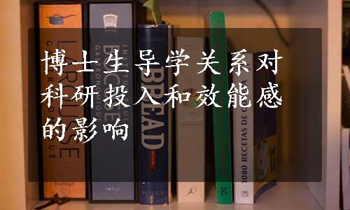 博士生导学关系对科研投入和效能感的影响