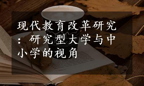 现代教育改革研究：研究型大学与中小学的视角