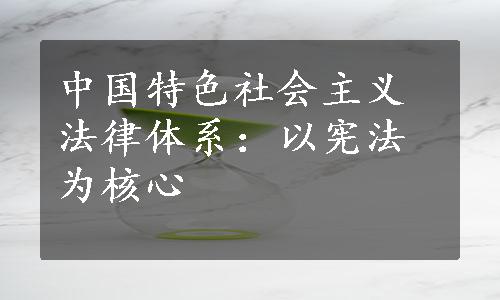 中国特色社会主义法律体系：以宪法为核心