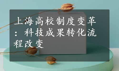 上海高校制度变革：科技成果转化流程改变