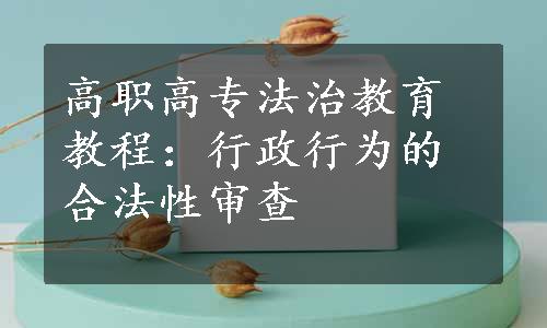 高职高专法治教育教程：行政行为的合法性审查