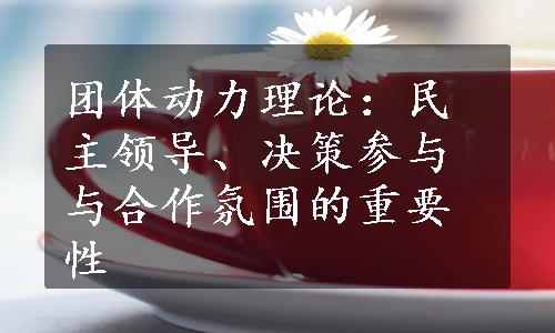 团体动力理论：民主领导、决策参与与合作氛围的重要性