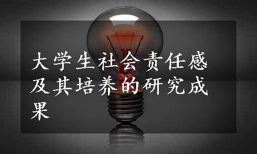 大学生社会责任感及其培养的研究成果