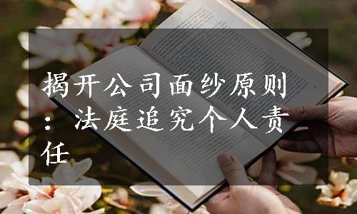 揭开公司面纱原则：法庭追究个人责任