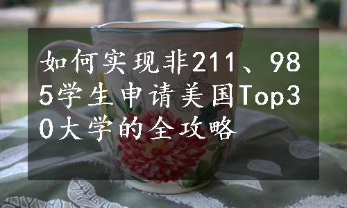 如何实现非211、985学生申请美国Top30大学的全攻略