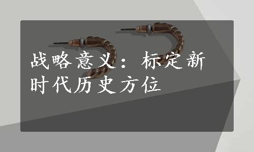 战略意义：标定新时代历史方位