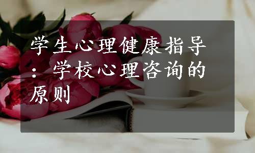 学生心理健康指导：学校心理咨询的原则