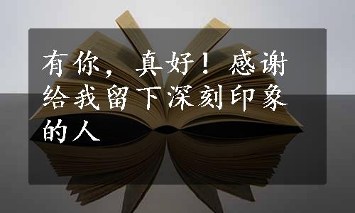 有你，真好！感谢给我留下深刻印象的人