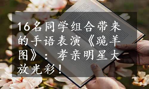 16名同学组合带来的手语表演《跪羊图》：孝亲明星大放光彩！