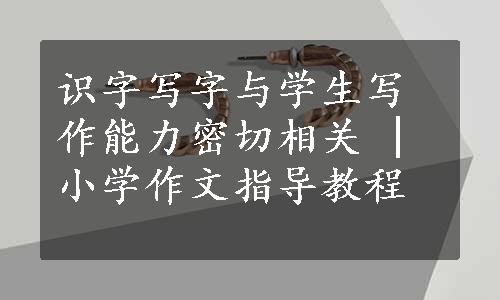 识字写字与学生写作能力密切相关 | 小学作文指导教程