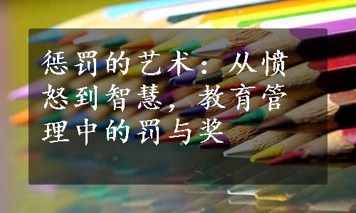 惩罚的艺术：从愤怒到智慧，教育管理中的罚与奖