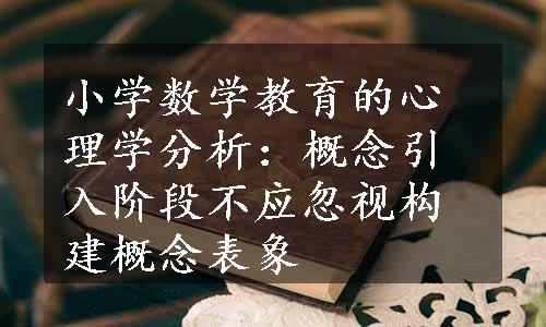 小学数学教育的心理学分析：概念引入阶段不应忽视构建概念表象