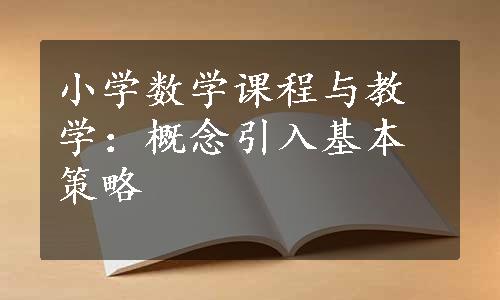 小学数学课程与教学：概念引入基本策略