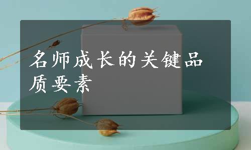 名师成长的关键品质要素