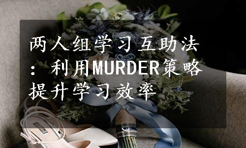 两人组学习互助法：利用MURDER策略提升学习效率