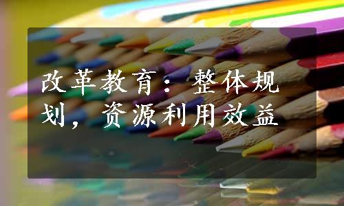 改革教育：整体规划，资源利用效益