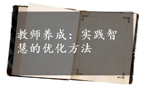 教师养成：实践智慧的优化方法