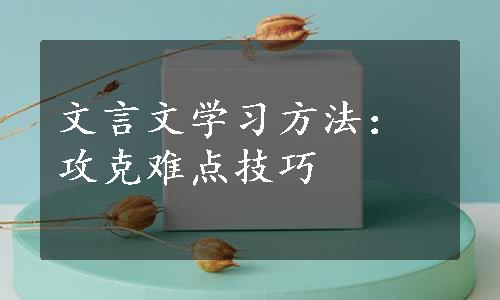 文言文学习方法：攻克难点技巧