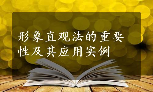 形象直观法的重要性及其应用实例