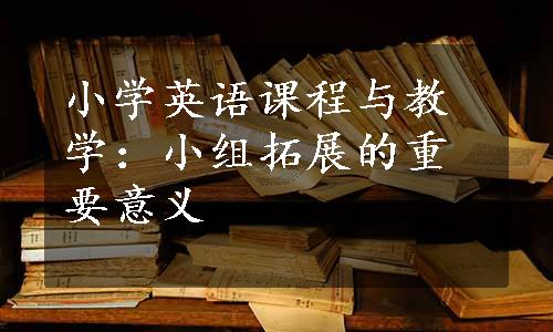 小学英语课程与教学：小组拓展的重要意义