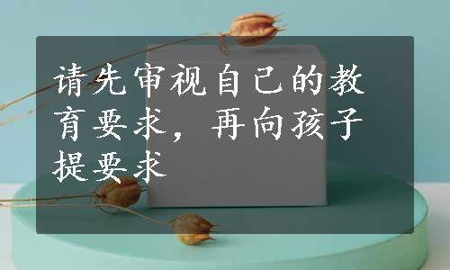 请先审视自己的教育要求，再向孩子提要求