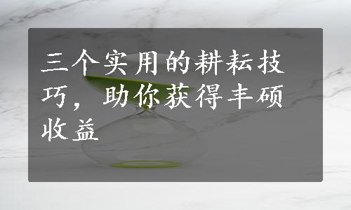 三个实用的耕耘技巧，助你获得丰硕收益