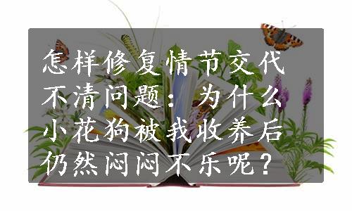 怎样修复情节交代不清问题：为什么小花狗被我收养后仍然闷闷不乐呢？