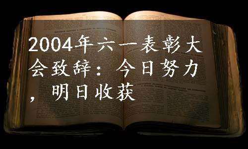 2004年六一表彰大会致辞：今日努力，明日收获