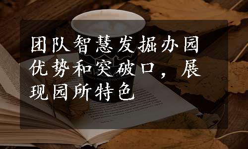 团队智慧发掘办园优势和突破口，展现园所特色