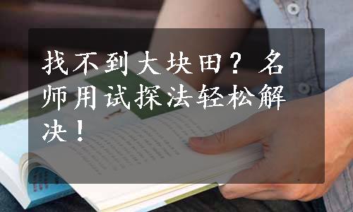 找不到大块田？名师用试探法轻松解决！