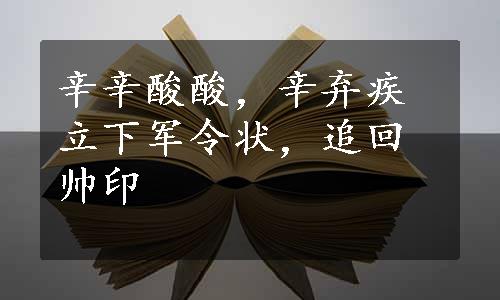 辛辛酸酸，辛弃疾立下军令状，追回帅印