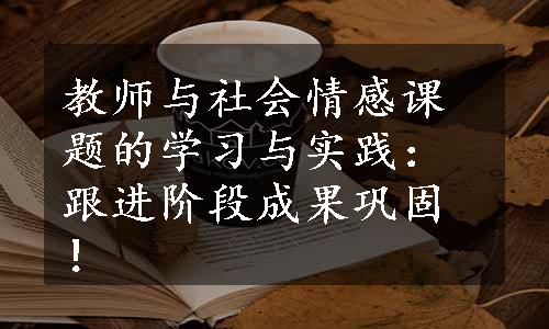 教师与社会情感课题的学习与实践：跟进阶段成果巩固！