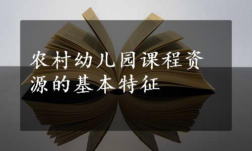 农村幼儿园课程资源的基本特征