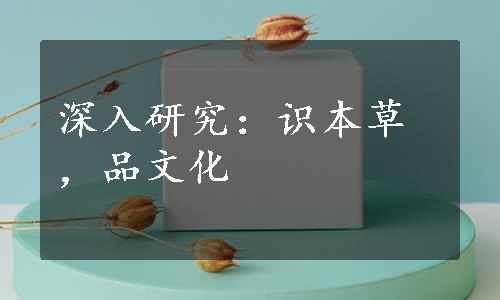 深入研究：识本草，品文化