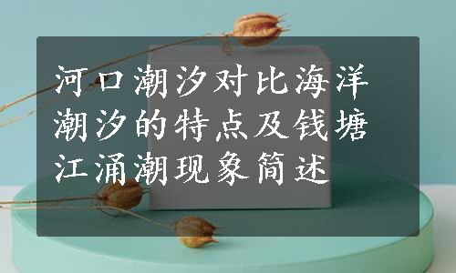 河口潮汐对比海洋潮汐的特点及钱塘江涌潮现象简述