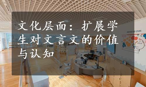 文化层面：扩展学生对文言文的价值与认知